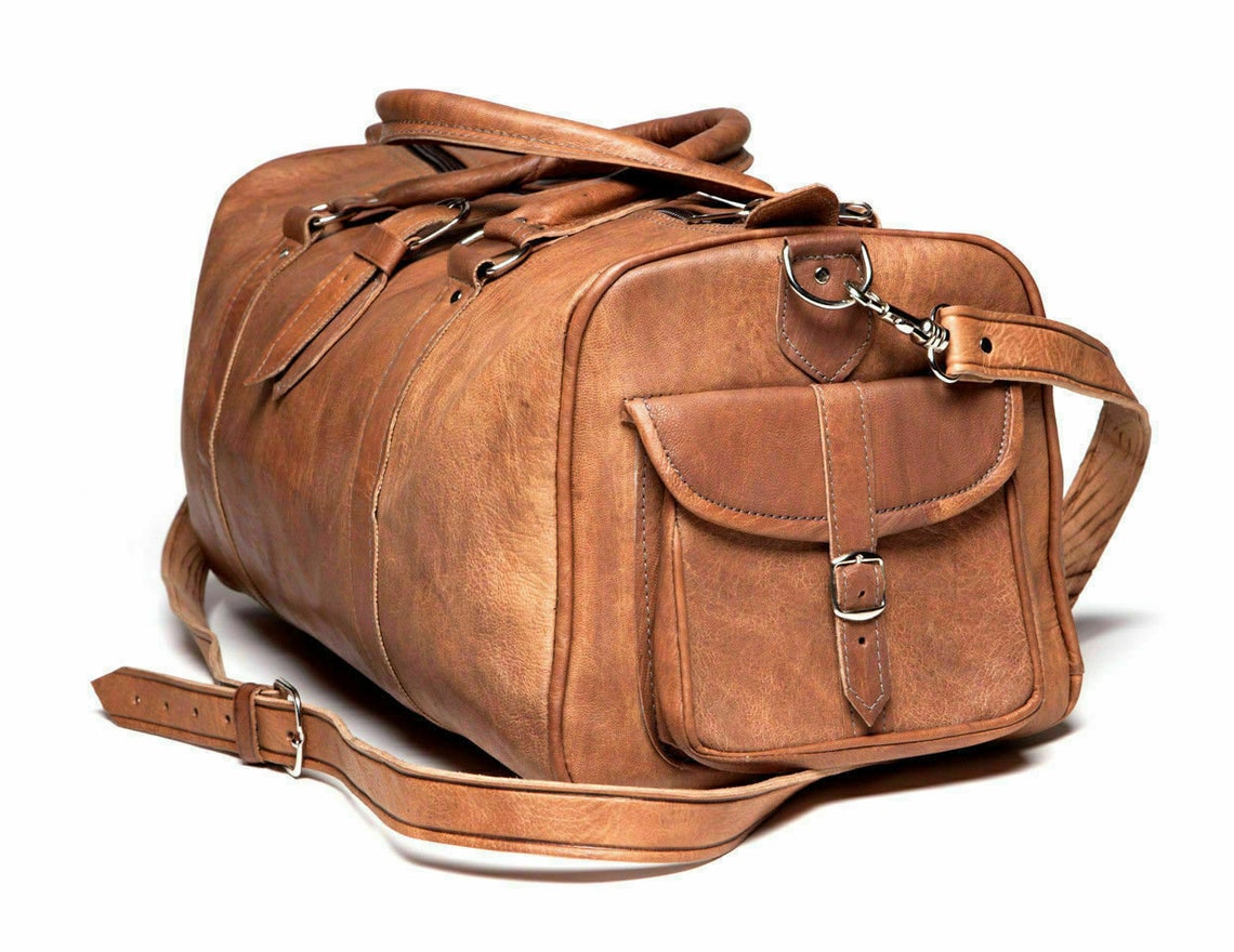 Leather Duffel Weekender Bag Full Grain Leather Duffle Etsy UK