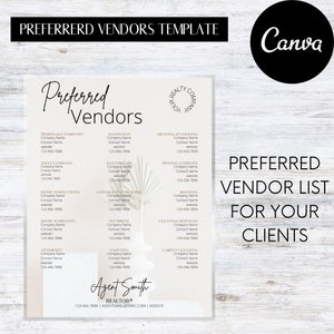 Preferred Vendors Template | Preferred Vendors | Trusted Vendors | Real Estate Template | Real Estate Marketing | Realtor Marketing