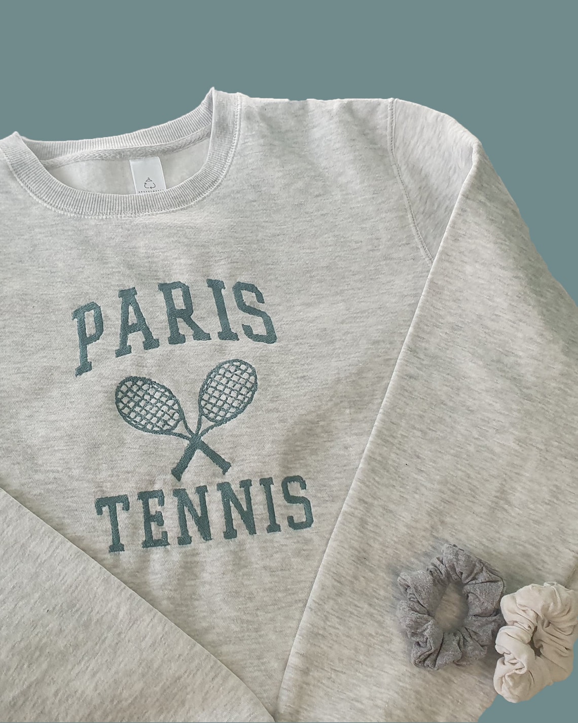 Embroidered Paris Tennis Sweatshirt Sustainably Made Etsy