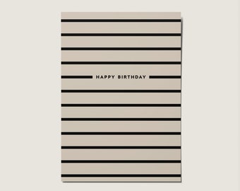 Happy Birthday Minimal Lines Nordic Card,Hamptons Series, Happy Birthday Card, Greetings Card, Card For Her, Card For Him, Card for Birthday