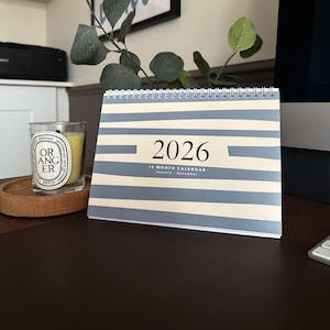 Calendrier de bureau bohème style minimaliste scandinave A5 2026 12 mois