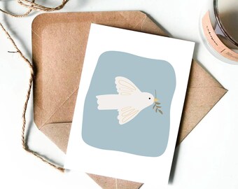Illustrated Dove Sympathy I'm Sorry Card, Sympathy Card, Love Card, Condolence Card, Minimal Card, Card For Her, Card For Him