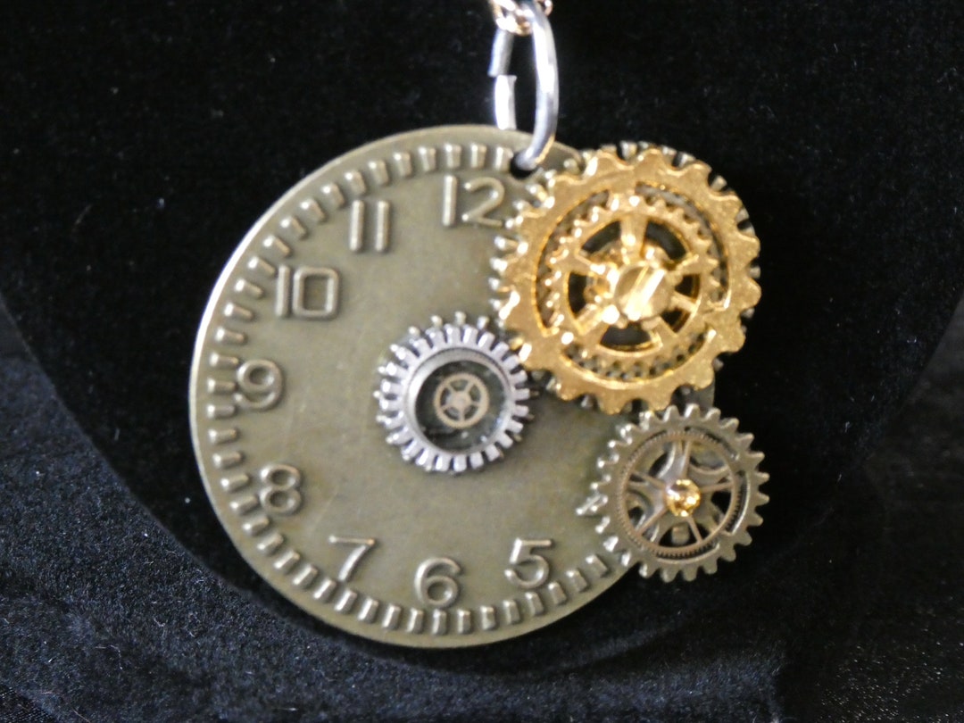 Embellished Fancy Clock Face Pendant Necklace Etsy