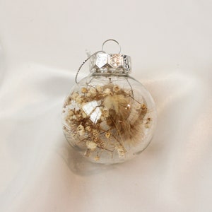 Dried Flower Resin Ornament Unique Floral Christmas Ornament Boho Christmas Decor Cottage Core Ornament Clear Filled Ornament image 1