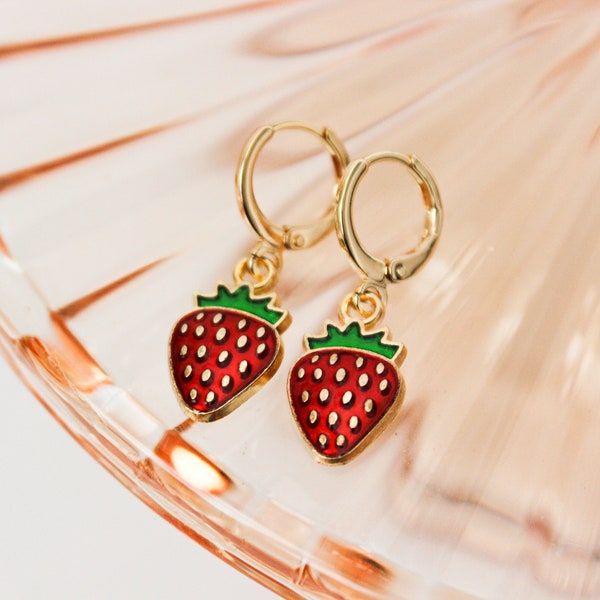 Strawberry Earrings Etsy