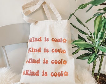 It’s Cool To Be Kind Tote Bag | Small Rectangle Tote | Recycled Cotton Reusable Bag | Trendy Retro Style Tote