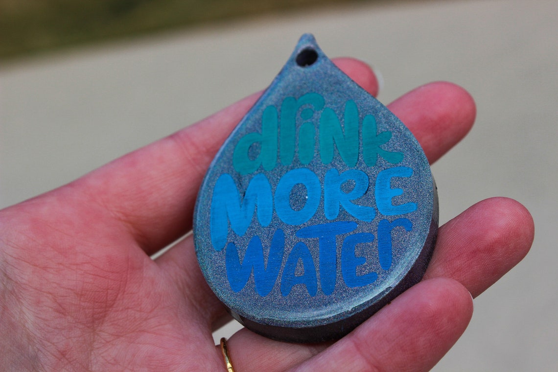 Drink More Water Keychain Hydrate Water Droplet Keychain Etsy