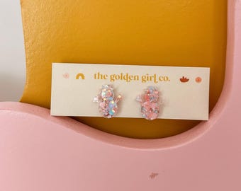 Pink Snowman Tree Studs