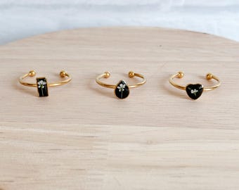 Dainty Adjustable Pressed Flower Ring
