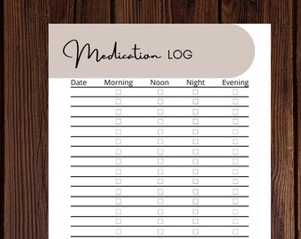 Medication Log Morning Noon Evening - Etsy