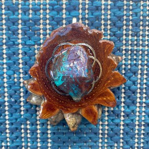 Chrysocolla Pinecone Pendant Large Silver