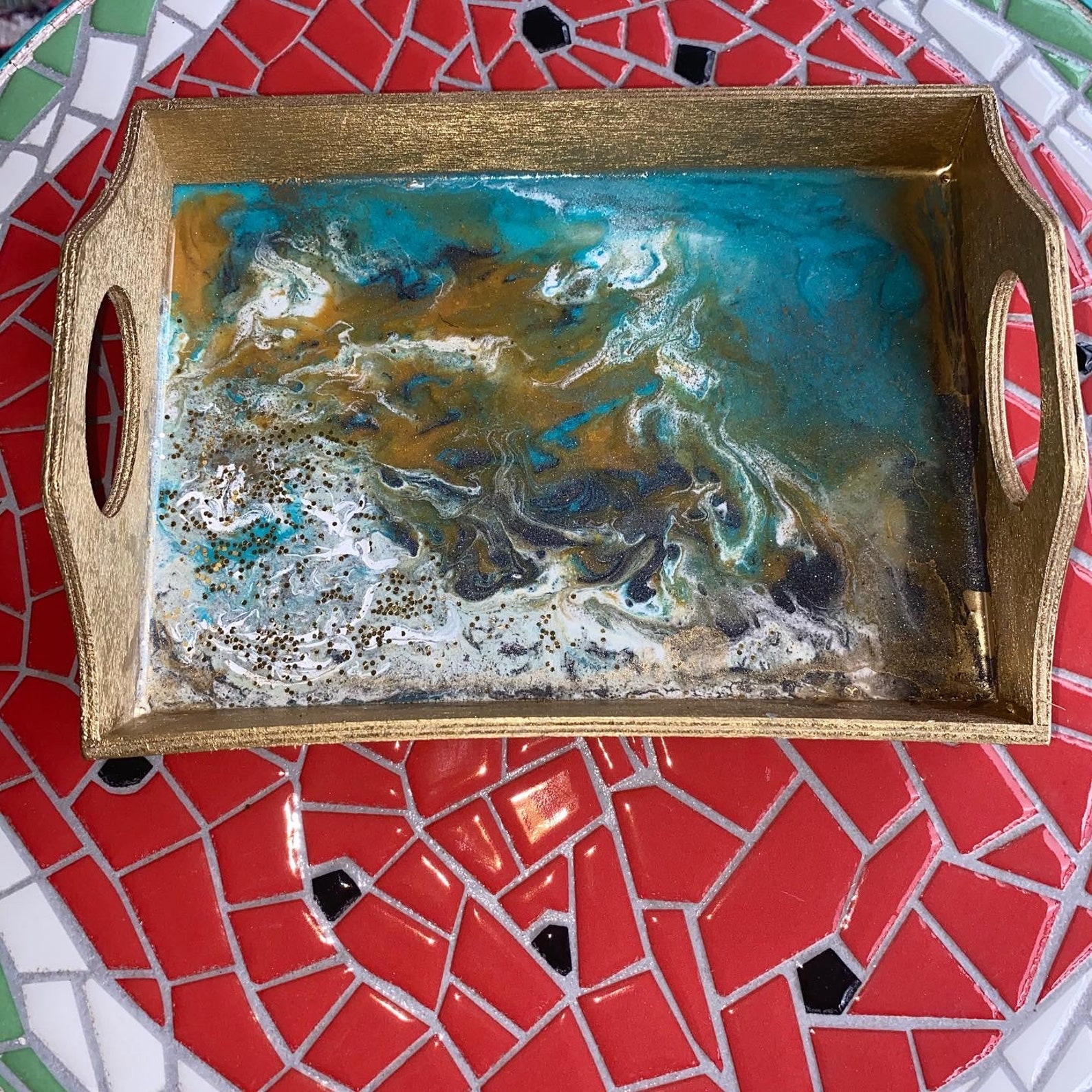 Small Custom Decorative Resin Tray Art Etsy