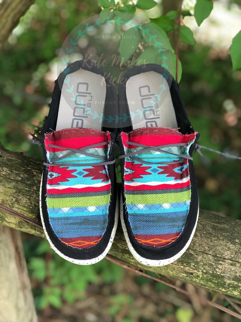 Black Custom Hey Dudes Aztec Pattern Aztec Print Hey Etsy