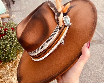 Floral Burned Hat, Floral Engraved Cowboy Hat, Sunflower Hat  display picture 1