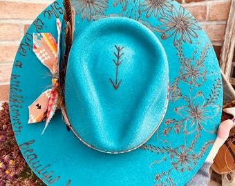 Branded Cowboy Hat | Branded Wide Brim Hats | Burned Wide Brim Hats | Hand Burned Hats | Western Burned Designs | Hand Designed Hats