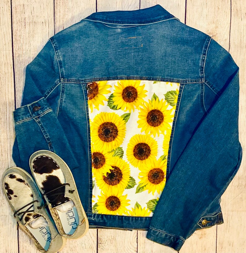 Sunflower Denim Jacket Sunflower Jean Jacket Custom Jean Etsy