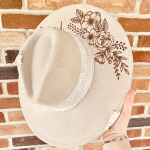 Purple Fields Wide Brim Hand Burned Hat