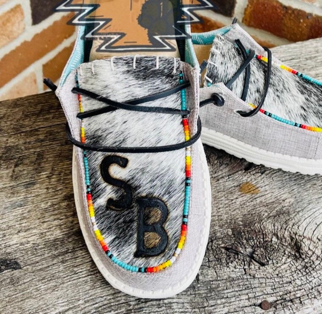 Branded Cowhide Shoes Beaded Cowhide Shoes Cowhide Kicks Custom Cowhide Shoes Custom Cowhide