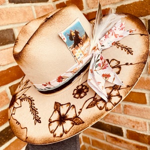 Branded Cowboy Hat | Branded Wide Brim Hats | Burned Wide Brim Hats | Hand Burned Hats | Western Burned Designs | Hand Designed Hats