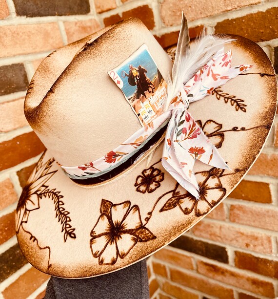 Branded Cowboy Hat Branded Wide Brim Hats Burned Wide Brim Hats Hand Burned  Hats Western Burned Designs Hand Designed Hats -  Canada