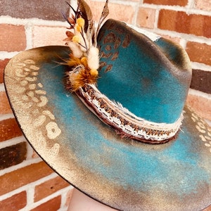 Sombrero vaquero pirograbado a mano / Sombreros de ala ancha pirograbados a mano / Sombrero pirograbado a mano / Sombrero grabado estilo western / Sombrero grabado a mano / Sombreros vaqueros estilo western