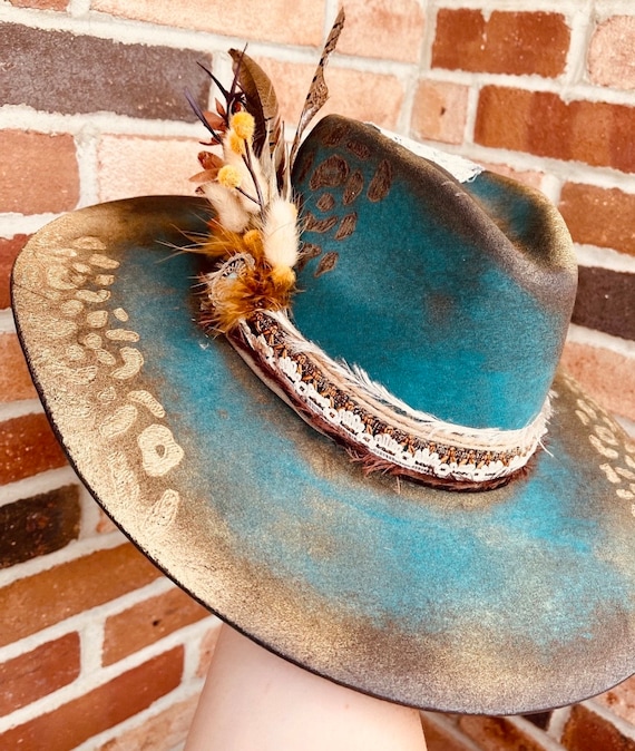 Hand Burned Cowboy Hat | Hand Burned Wide Brim Hats | Hand  display picture 1