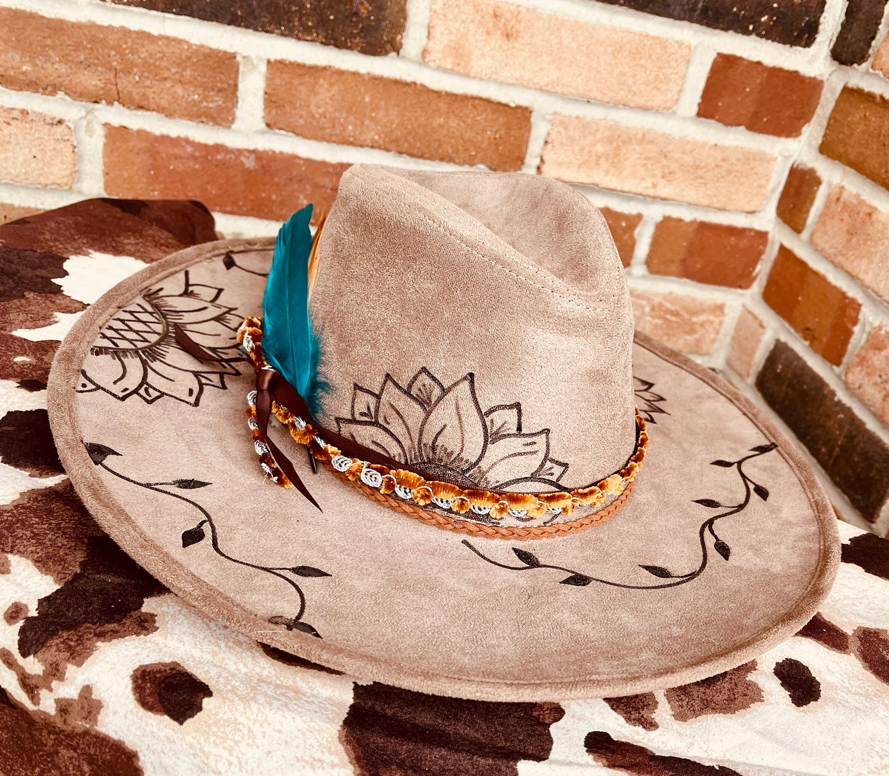 Hand Burned Cowboy Hat, Hand Burned Wide Brim Hats, Hand Burned Hat, Western Engraved Hat, Hand Engraved Hat, Western Cowboy Hats