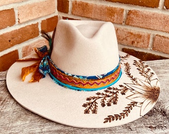 Branded Cowboy Hat | Branded Wide Brim Hats | Burned Wide Brim Hats | Hand Burned Hats | Western Burned Designs | Hand Designed Hats