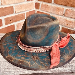 Branded Cowboy Hat | Branded Wide Brim Hats | Burned Wide Brim Hats | Hand Burned Hats | Western Burned Designs | Hand Designed Hats