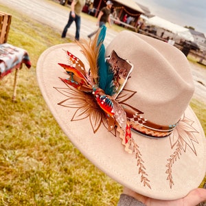 Custom Hand Burned Hat | Hand Burned Wide Brim Hat | Custom Branded Hat | Cactus Burned Hat | Western Hand Burned Hat