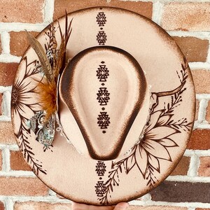 Branded Cowboy Hat | Branded Wide Brim Hats | Burned Wide Brim Hats | Hand Burned Hats | Western Burned Designs | Hand Designed Hats