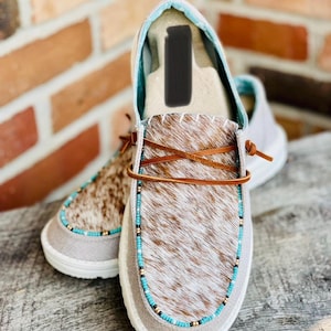 Real Cowhide + Beaded Custom Shoe | Cowhide Shoe | Beaded Shoes |