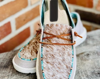 Real Cowhide + Beaded Custom Shoe | Cowhide Shoe | Beaded Shoes |