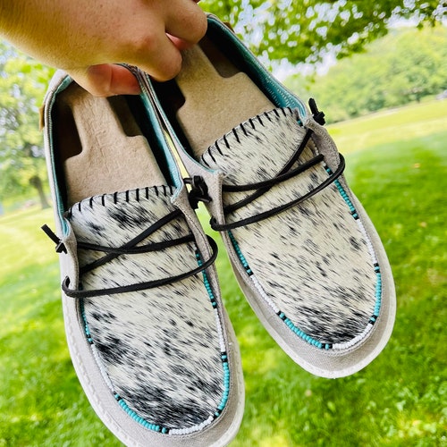 Real Cowhide Beaded Custom Shoes 