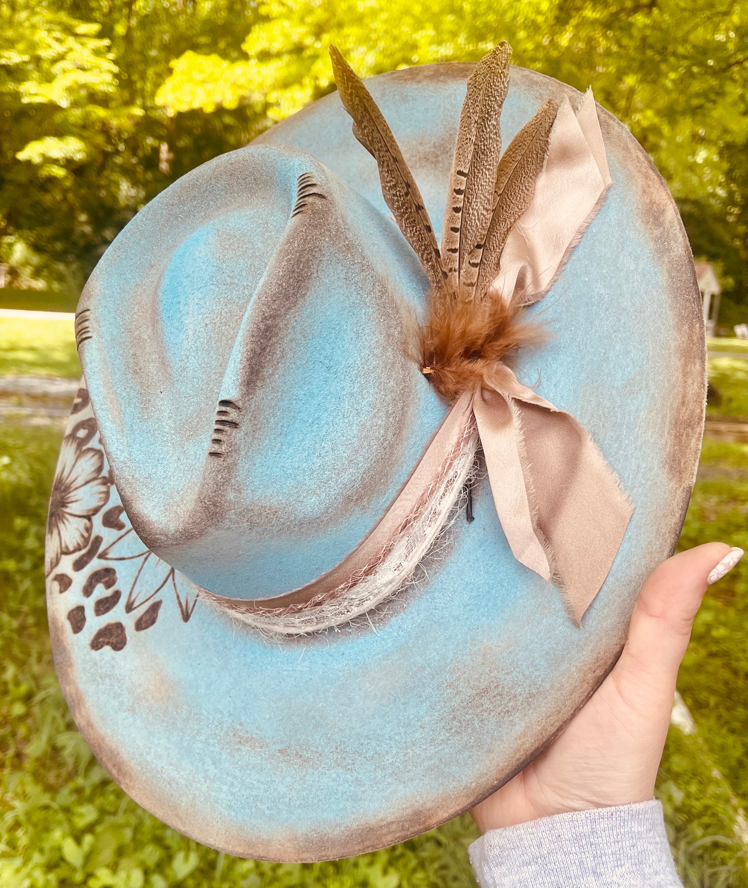 Branded Cowboy Hat | Branded Wide Brim Hats | Burned Wide Brim Hats | Hand Burned Hats | Western Burned Designs | Hand Designed Hats