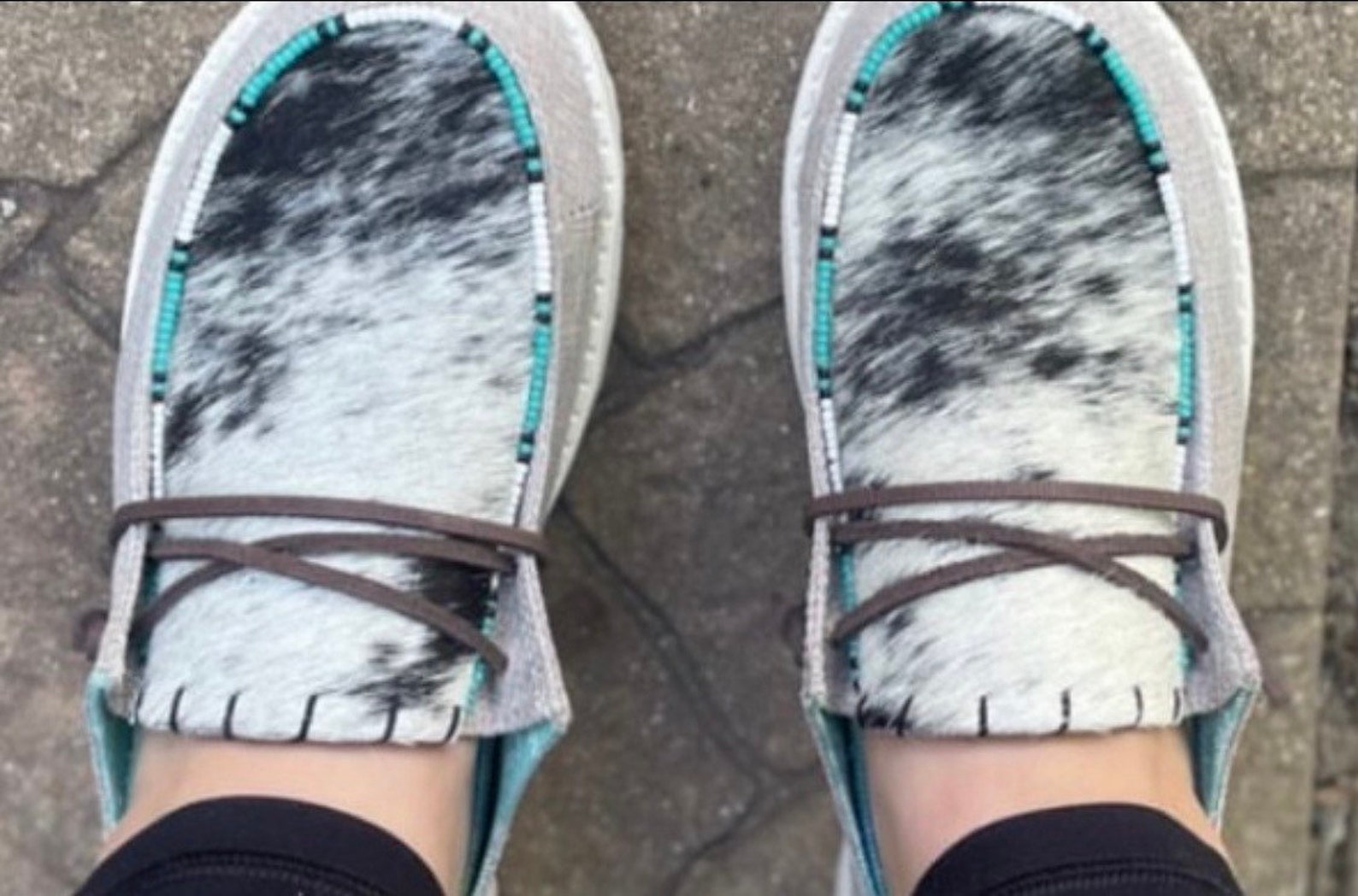 Real Cowhide Beaded Custom Shoes Cowhide Shoes Beaded Etsy