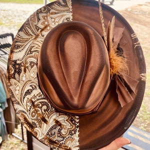 Custom Hand Burned Hat | Hand Burned Wide Brim Hat | Custom Branded Hat | Cactus Burned Hat | Western Hand Burned Hat
