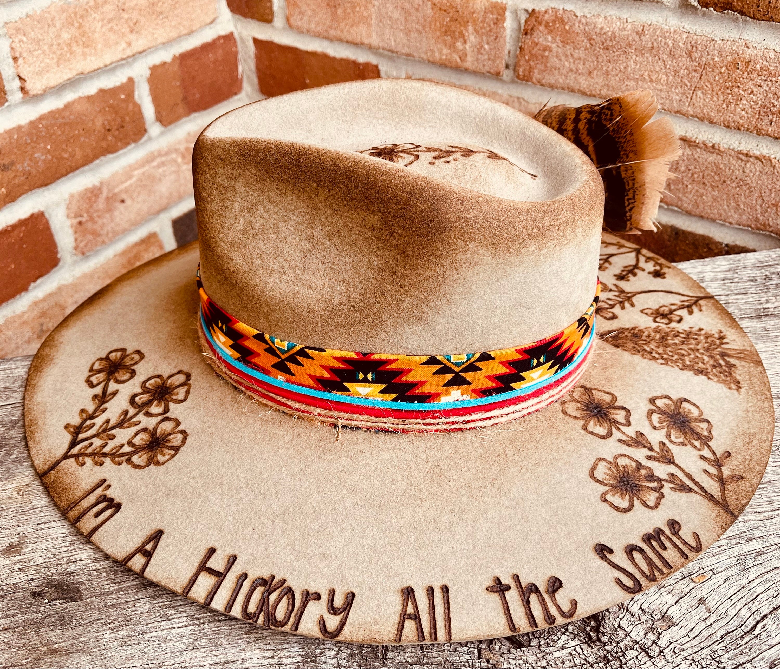 Branded Cowboy Hat Branded Wide Brim Hats Burned Wide Brim Hats