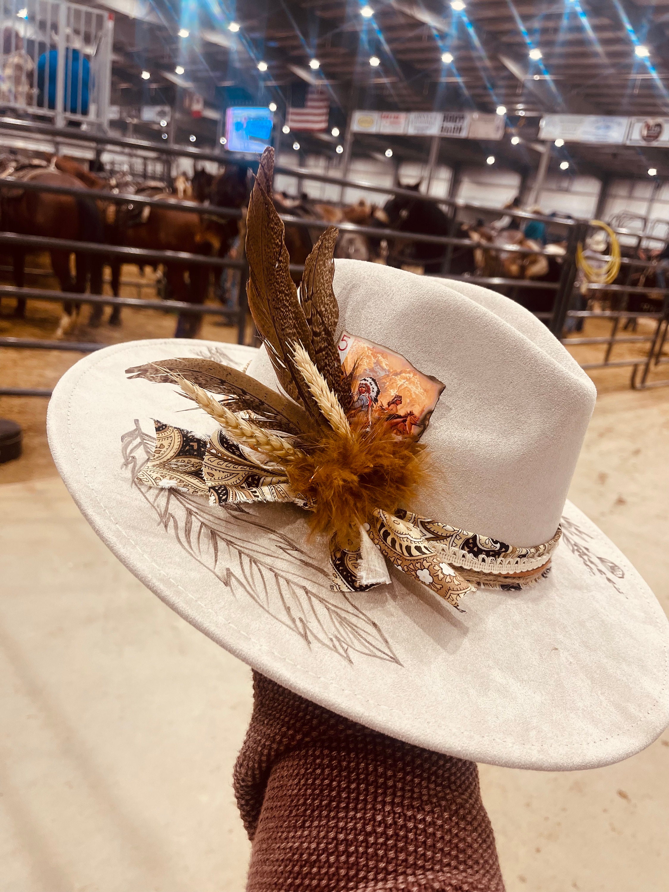 Custom Hand Burned Hat | Hand Burned Wide Brim Hat | Custom  display picture 3