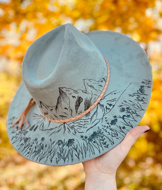 Custom Hand Burned Hat | Hand Burned Wide Brim Hat | Custom  display picture 3
