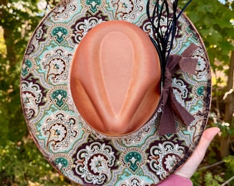 Burned Hat | Customized Hat | Custom Cowboy Hat | Cowgirl Hat | Flat Brim Hat | Wide Brim Hat | Pyrography Hat | Hand Burned Hat | Felt Hat