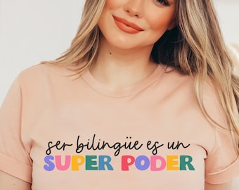 spanish teacher tee, esl teacher tshirt, ser bilingue es un super poder tshirt, spanish teacher gift, maestra shirt, super poder camisa