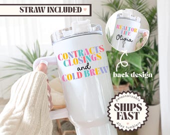 Personalized Realtor Tumbler 40oz Quencher Tumbler with Handle - Realtor Closing Gift - Custom New Realtor Gift - Gift for Real Estate Agent