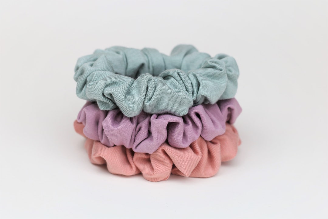 Solid Color Cotton Knit Scrunchie, Cute Scrunchie Set, Hair Accessory ...