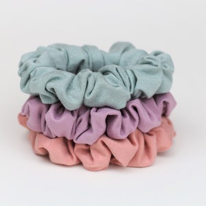 Solid Color Cotton Knit Scrunchie, Cute Scrunchie Set, Hair Accessory, Mauve, Mint, Seafoam Green, Coral, Stocking Stuffers