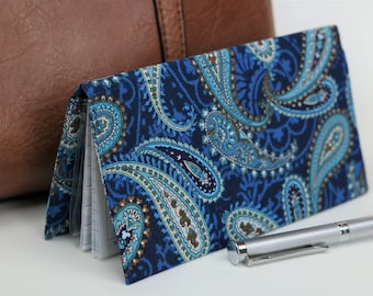 Niebieski czek Paisley, Boho czek, Boho czek, Hippie czek, Niebieski czek, Elegancki dodatek do torebki, Prezenty dla mamy
