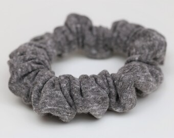Heathered Gray Jersey Scrunchy, Cotton Knit Scrunchy, Gray Hair Accessory, Bun Holder, Minimalist Accessory, Gifts for Her, Stocking Stuffer