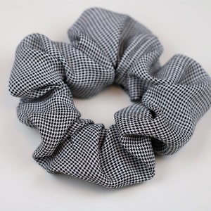 Houndstooth Print Scrunchie, Checker Scrunchie, Hair Accessory, Cute Bun Holder, Black & White, Gifts for Women, Gifts for Her