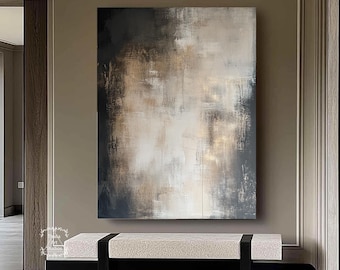 Pintura abstrata em preto e marrom para decoração de sala de estar. Pintura de paisagem marrom. Arte minimalista abstrata em preto para decoração.