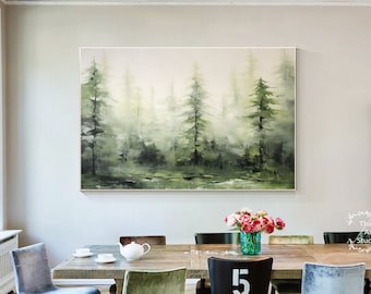Abstract Landscape Texture Painting Large Green Forest Plant Painting Green Texture Wall Art Modern Living Room Decoration Painting